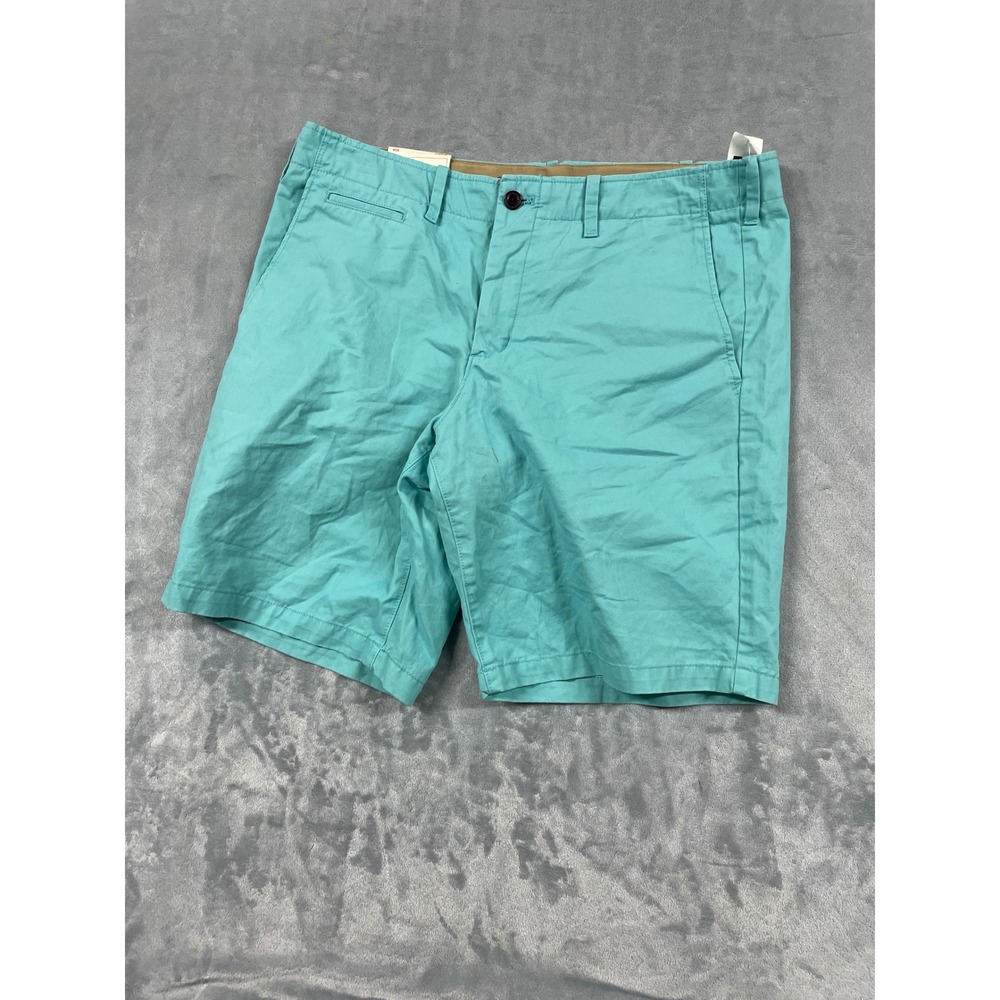 Gap Lived-In Khaki Shorts Mens 38 Teal Blue Slim Fit‎ Flat Front Cotton Summer